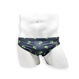 Mens Swimsuit 2 Inch Side Swim Brief in Skull Print for Swimming Aesthetic Bodybuilding Posing or Mens Pole Dance