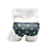 Mens Swimsuit 2 Inch Side Swim Brief in Skull Print for Swimming Aesthetic Bodybuilding Posing or Mens Pole Dance
