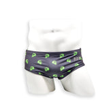 Mens Swimsuit Vintage Cut Swim Brief in Skull Print for Swimming Aesthetic Bodybuilding Posing or Mens Pole Dance