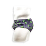 Mens Swimsuit Vintage Cut Swim Brief in Skull Print for Swimming Aesthetic Bodybuilding Posing or Mens Pole Dance