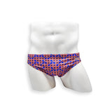Mens Swimsuit 2 Inch Side Swim Brief in Sunmor Orange Print for Swimming Aesthetic Bodybuilding Posing or Mens Pole Dance