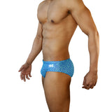 Mens Swimsuit Basic Swim Brief in Blue Tahquitz Canyon Print for Swimming Aesthetic Bodybuilding Posing or Mens Pole Dance