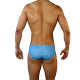 Mens Swimsuit Basic Swim Brief in Blue Tahquitz Canyon Print for Swimming Aesthetic Bodybuilding Posing or Mens Pole Dance