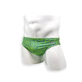 Mens Swimsuit 2 Inch Side Swim Brief in Tahquitz Canyon Green Print for Swimming Aesthetic Bodybuilding Posing or Mens Pole Dance