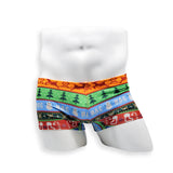 Mens Swimsuit Box Cut Swim Trunk in Ugly Christmas Sweater Print for Swimming Aesthetic Bodybuilding Posing or Mens Pole Dance