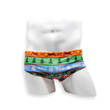 Mens Swimsuit Vintage Cut Swim Brief in Ugly Christmas Sweater print for Swimming Aesthetic Bodybuilding Posing or Mens Pole Dance