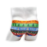 Mens Swimsuit Vintage Cut Swim Brief in Ugly Christmas Sweater print for Swimming Aesthetic Bodybuilding Posing or Mens Pole Dance