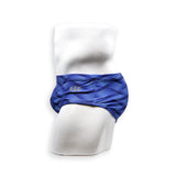 Mens Swimsuit Vintage Cut Swim Brief in Blue Wobbly Wave Print for Swimming Aesthetic Bodybuilding Posing or Mens Pole Dance