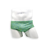 Mens Swimsuit Vintage Cut Swim Brief in Green Tahquitz Canyon Print for Swimming Aesthetic Bodybuilding Posing or Mens Pole Dance