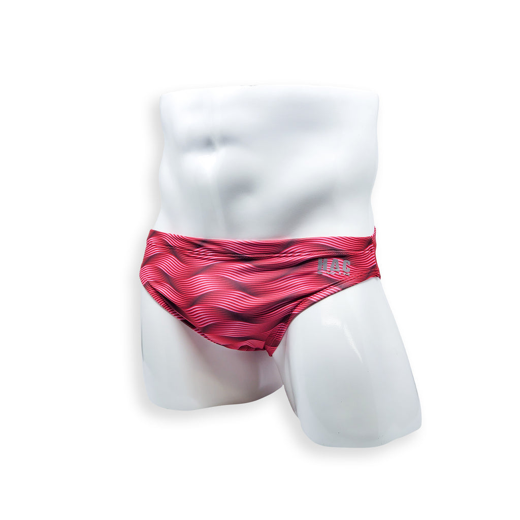 2 Inch Flat Front Swim Brief - Wobbly Wave Pink