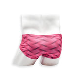 Mens Swimsuit Vintage Cut Swim Brief in Pink Wobbly Wave Print for Swimming Aesthetic Bodybuilding Posing or Mens Pole Dance