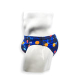 2 Inch Flat Front Swim Brief - Blue Christmas Ball