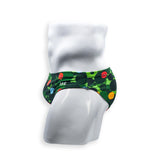 2 Inch Flat Front Swim Brief - Green Christmas Balls