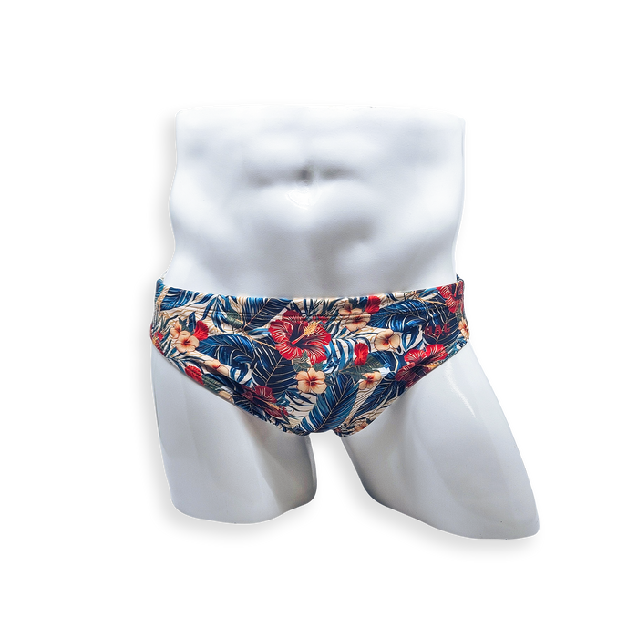2 Inch Flat Front Swim Brief - Hibiscus