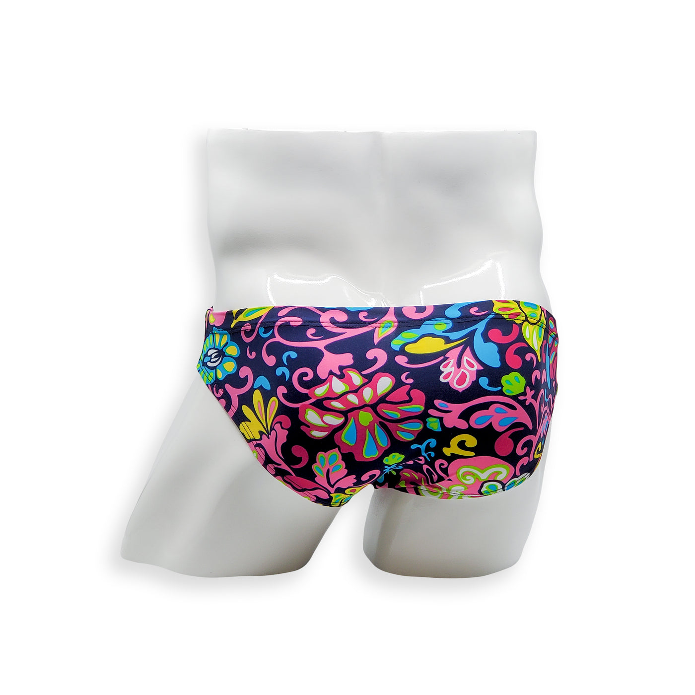 Mens Swimsuit 2 Inch Side Swim Brief in Black Arcadia Print for Swimming Aesthetic Bodybuilding Posing or Mens Pole Dance