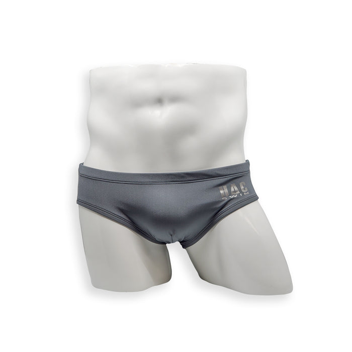 Mens Swimsuit Basic Swim Brief in Asphalt Grey for Swimming Aesthetic Bodybuilding Posing or Mens Pole Dance