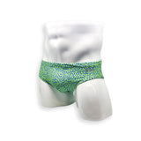 Mens Swimsuit Basic Swim Brief in Green Tahquitz Canyon Print for Swimming Aesthetic Bodybuilding Posing or Mens Pole Dance