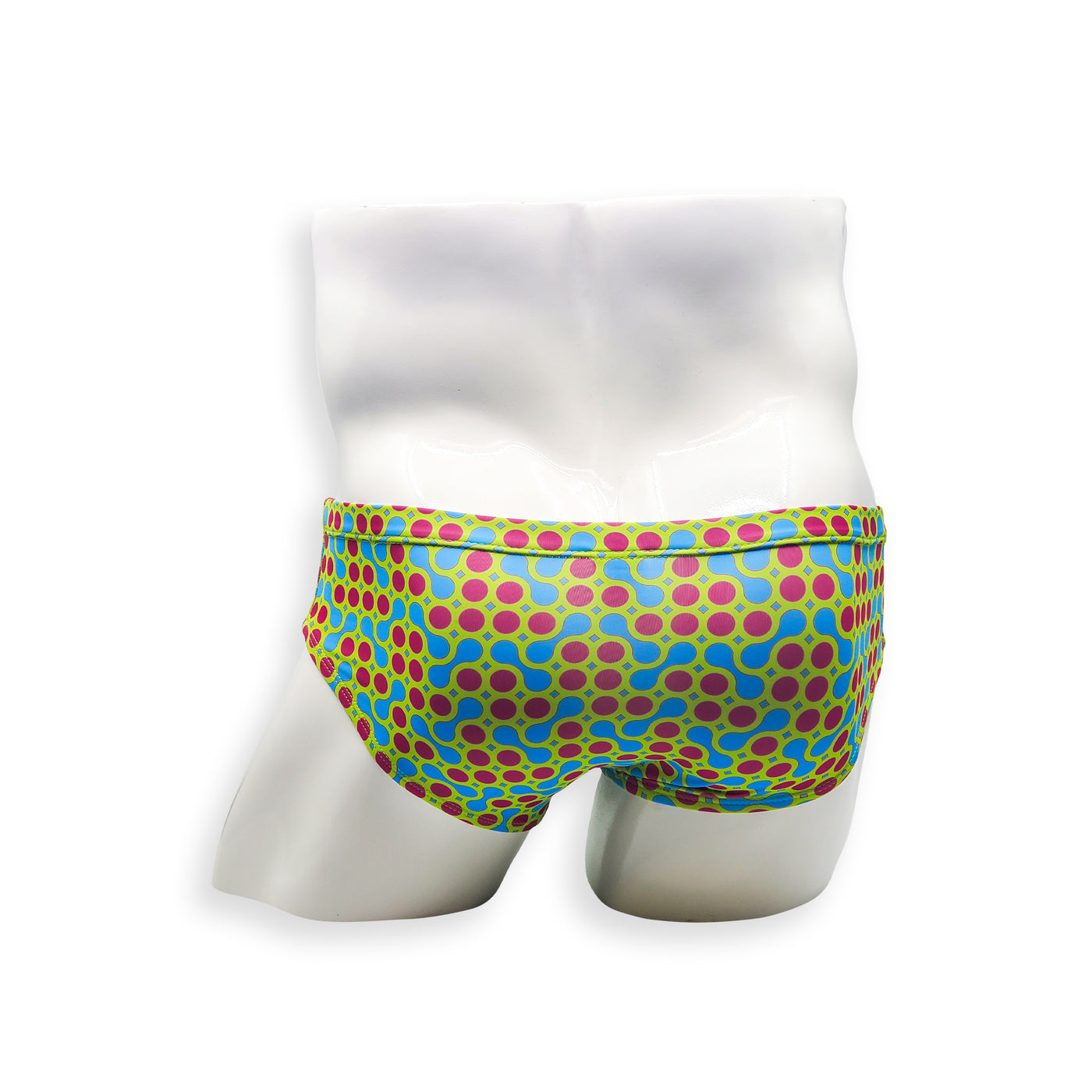 Mens Swimsuit Basic Swim Brief in Green Sunmor Print for Swimming Aesthetic Bodybuilding Posing or Mens Pole Dance