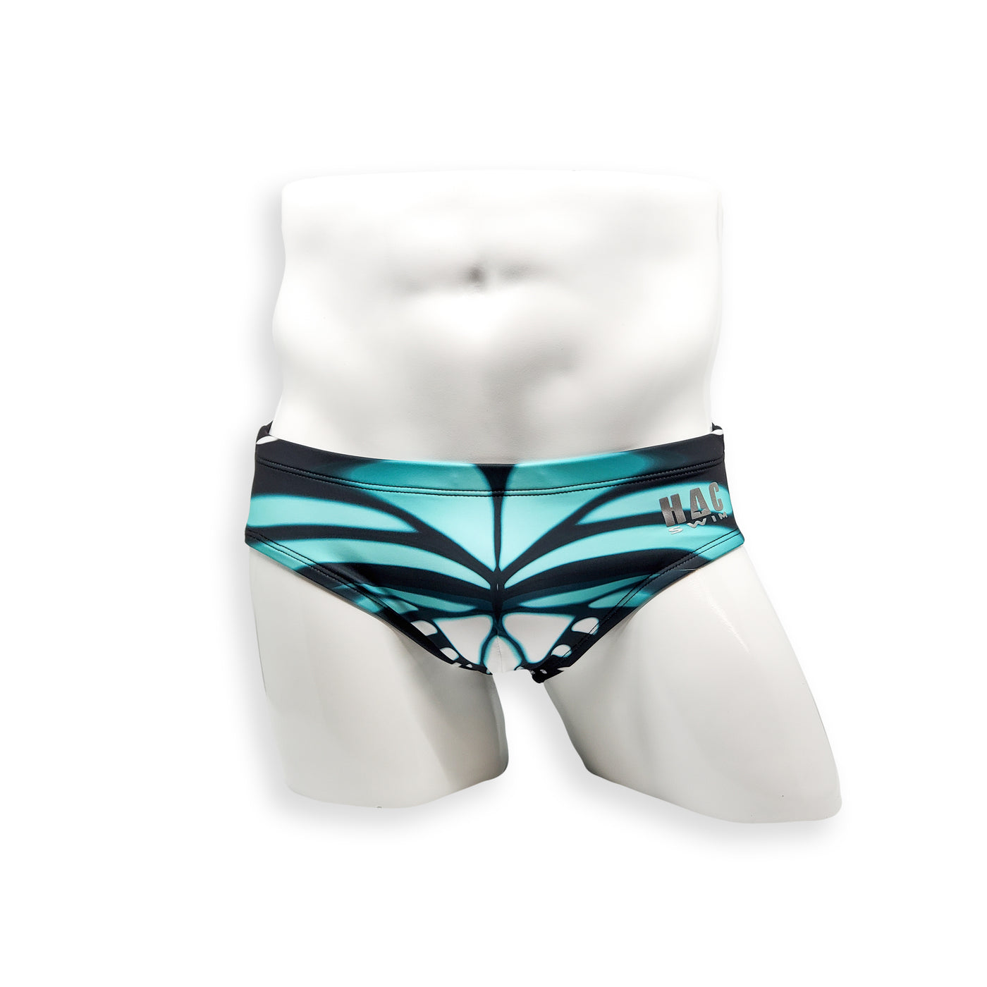 Mens Swimsuit Basic Swim Brief in Blue Butterfly Print for Swimming Aesthetic Bodybuilding Posing or Mens Pole Dance