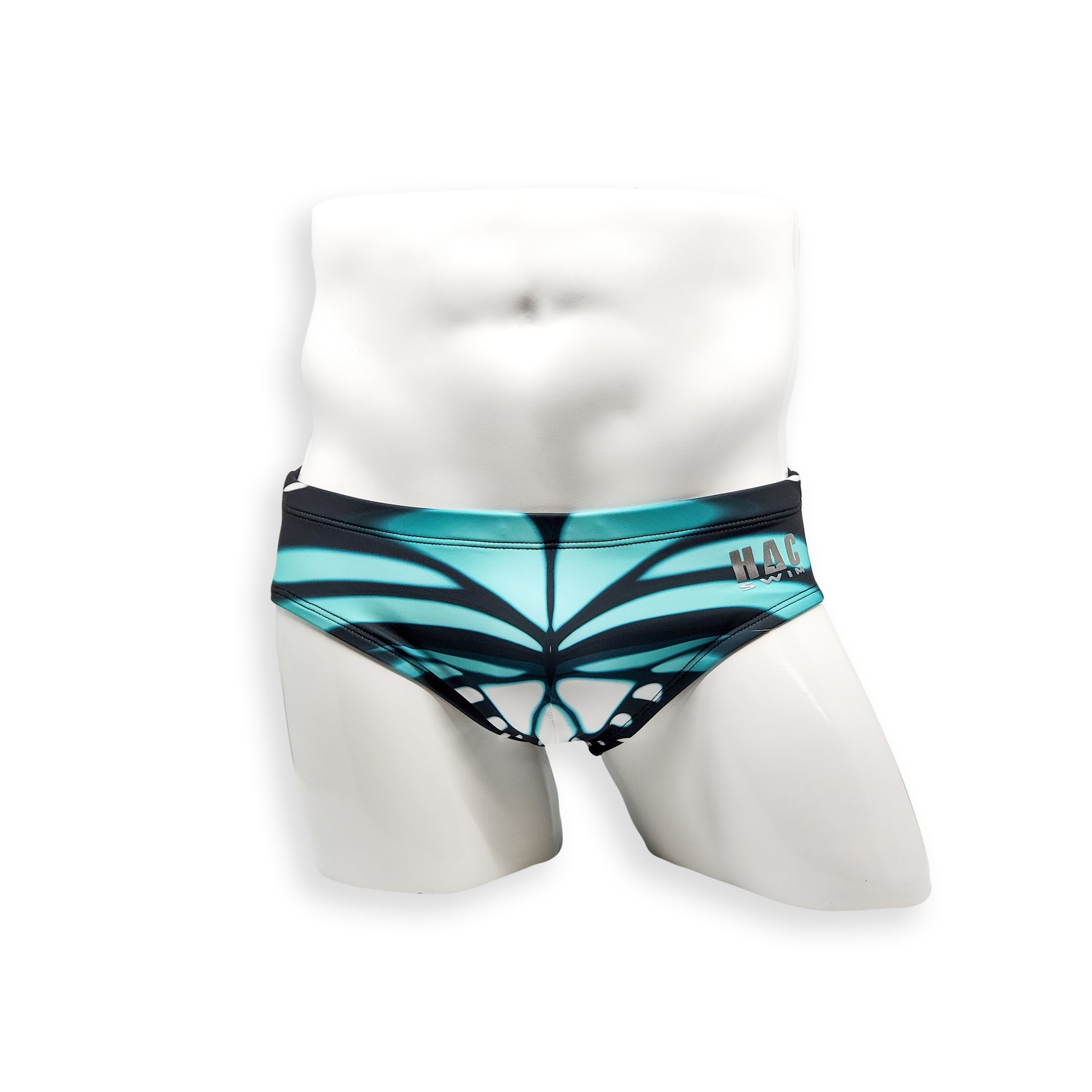 Mens Swimsuit Basic Swim Brief in Blue Butterfly Print for Swimming Aesthetic Bodybuilding Posing or Mens Pole Dance