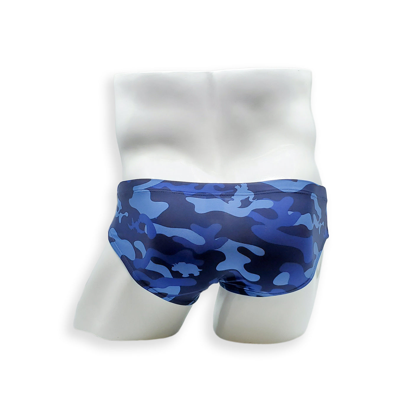 Mens Swimsuit Basic Swim Brief in Blue Dino Camo Print for Swimming Aesthetic Bodybuilding Posing or Mens Pole Dance