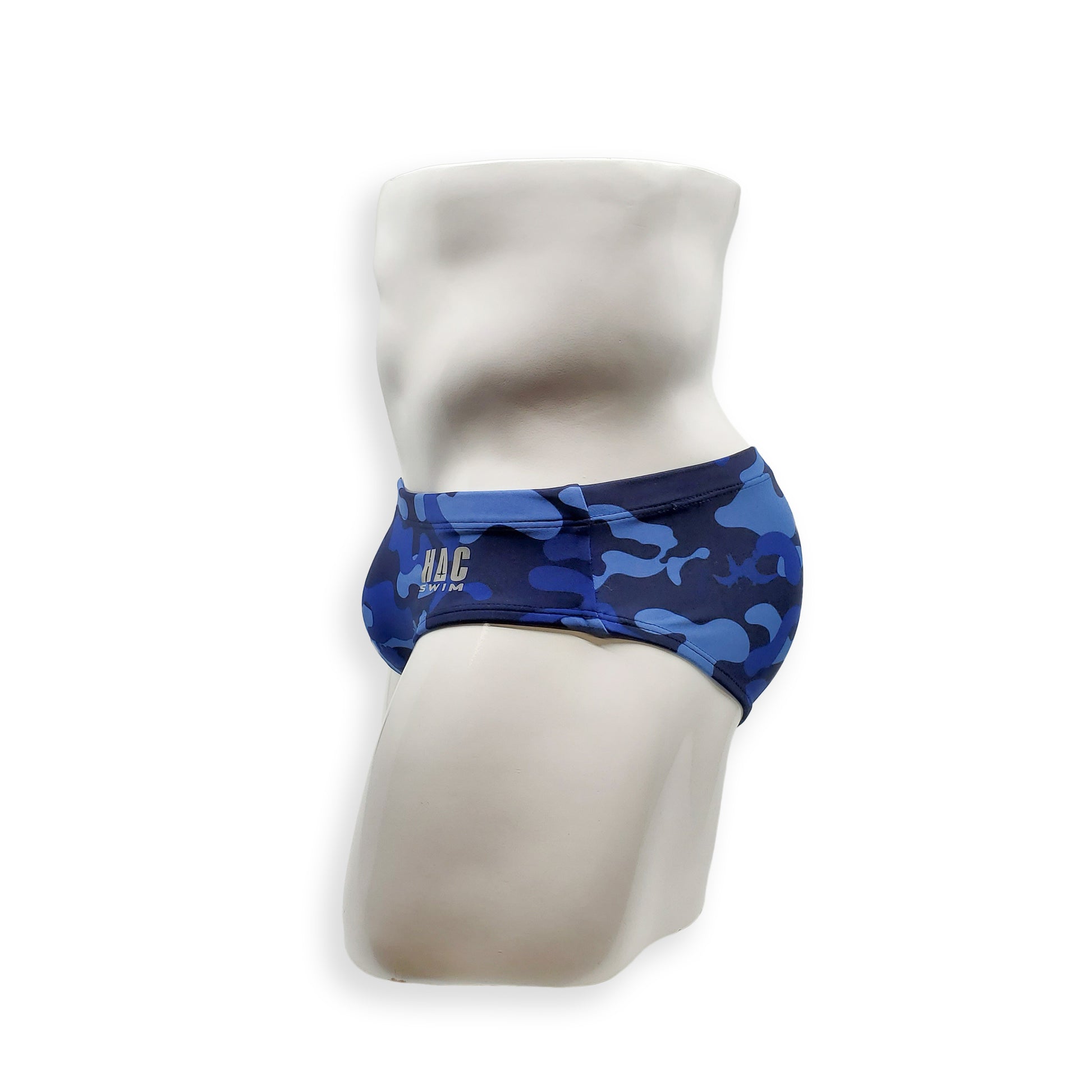 Mens Swimsuit Basic Swim Brief in Blue Dino Camo Print for Swimming Aesthetic Bodybuilding Posing or Mens Pole Dance