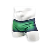 Mens Swimsuit Box Cut Swim Trunk in Green Ballistic Print for Swimming Aesthetic Bodybuilding Posing or Mens Pole Dance