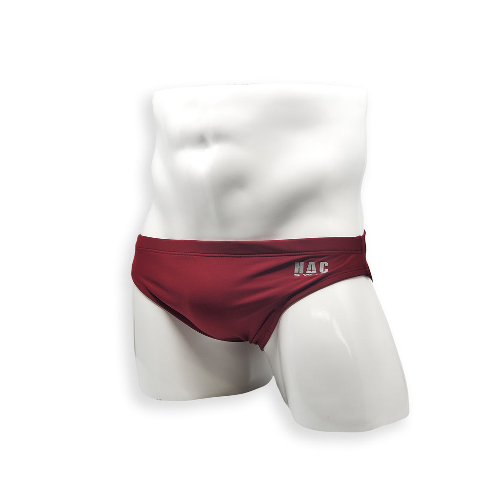 Mens Swimsuit 2 Inch Side Swim Brief in Burgundy for Swimming Aesthetic Bodybuilding Posing or Mens Pole Dance