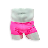 Mens Swimsuit Box Cut Swim Trunk in Electric Pink for Swimming Aesthetic Bodybuilding Posing or Mens Pole Dance