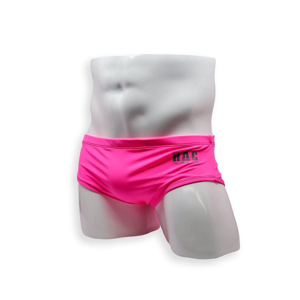 Mens Swimsuit Vintage Cut Swim Brief in Electric Pink for Swimming Aesthetic Bodybuilding Posing or Mens Pole Dance
