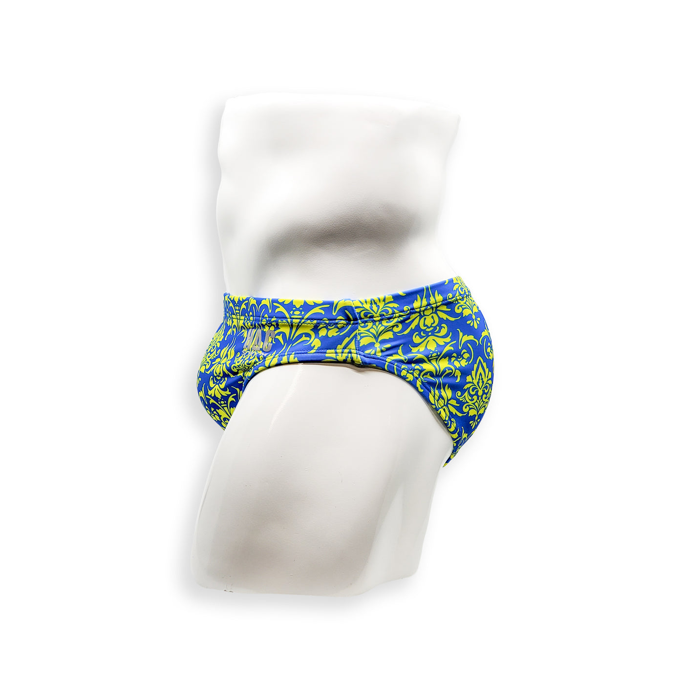 Mens Swimsuit Everyday Swim Brief in Blue Damask Print for Swimming Aesthetic Bodybuilding Posing or Mens Pole Dance