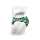 Mens Swimsuit Everyday Swim Brief in Blue Damask Print for Swimming Aesthetic Bodybuilding Posing or Mens Pole Dance
