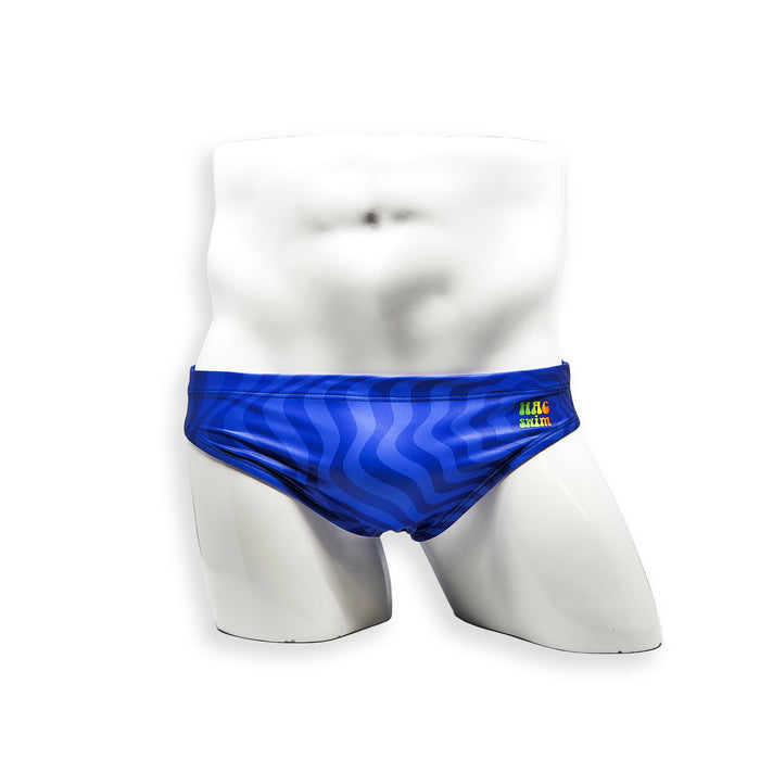 Mens Swimsuit 2 Inch Side Swim Brief in Blue Wonder Print for Swimming Aesthetic Bodybuilding Posing or Mens Pole Dance