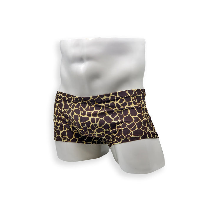 Mens Swimsuit Box Cut Swim Trunk in Giraffe for Swimming Aesthetic Bodybuilding Posing or Mens Pole Dance