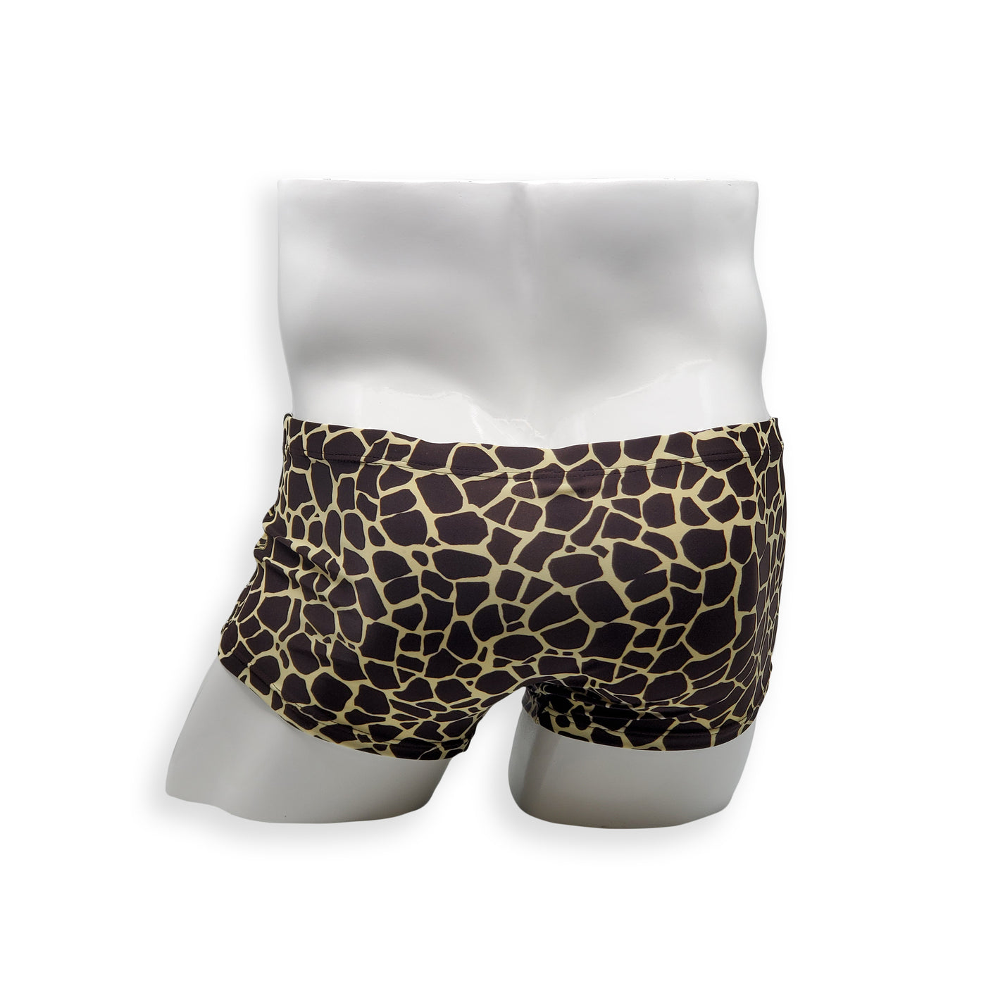 Mens Swimsuit Box Cut Swim Trunk in Giraffe for Swimming Aesthetic Bodybuilding Posing or Mens Pole Dance