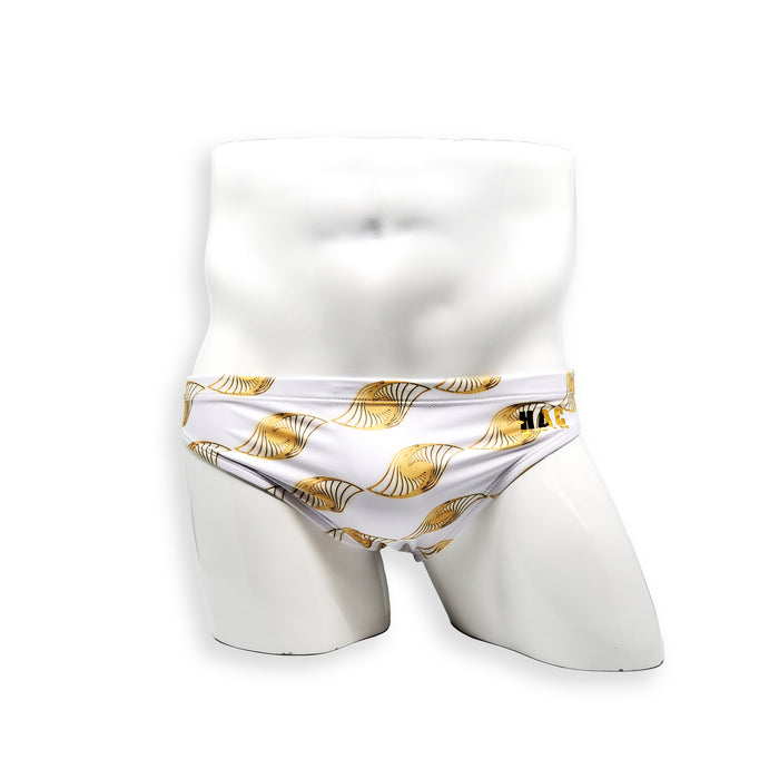 Mens Swimsuit 2 Inch Side Swim Brief in Golden Eye Print for Swimming Aesthetic Bodybuilding Posing or Mens Pole Dance