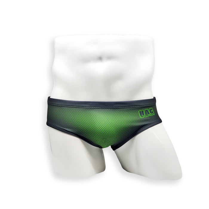 Mens Swimsuit Basic Swim Brief in Green Ballistic Print for Swimming Aesthetic Bodybuilding Posing or Mens Pole Dance