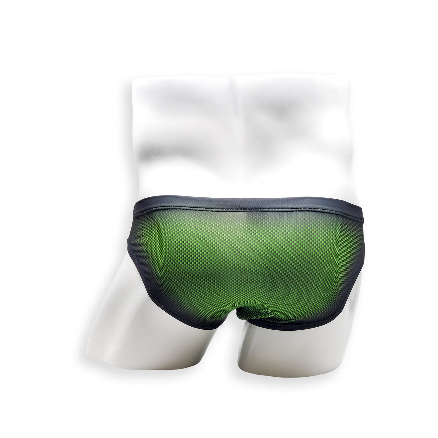 Mens Swimsuit 2 Inch Side Swim Brief in Green Ballistic Print for Swimming Aesthetic Bodybuilding Posing or Mens Pole Dance