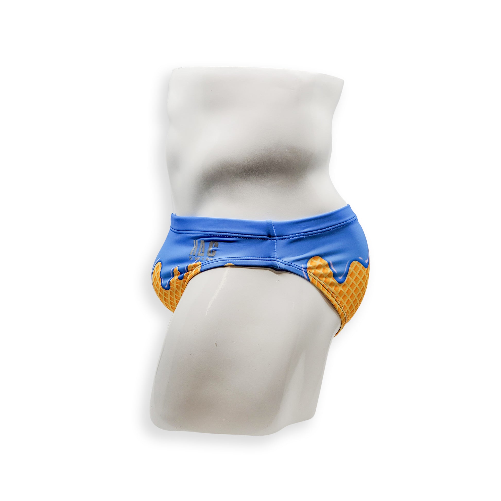 Mens Swimsuit 2 Inch Side Swim Brief in Blue Raspberry Ice Cream Print for Swimming Aesthetic Bodybuilding Posing or Mens Pole Dance