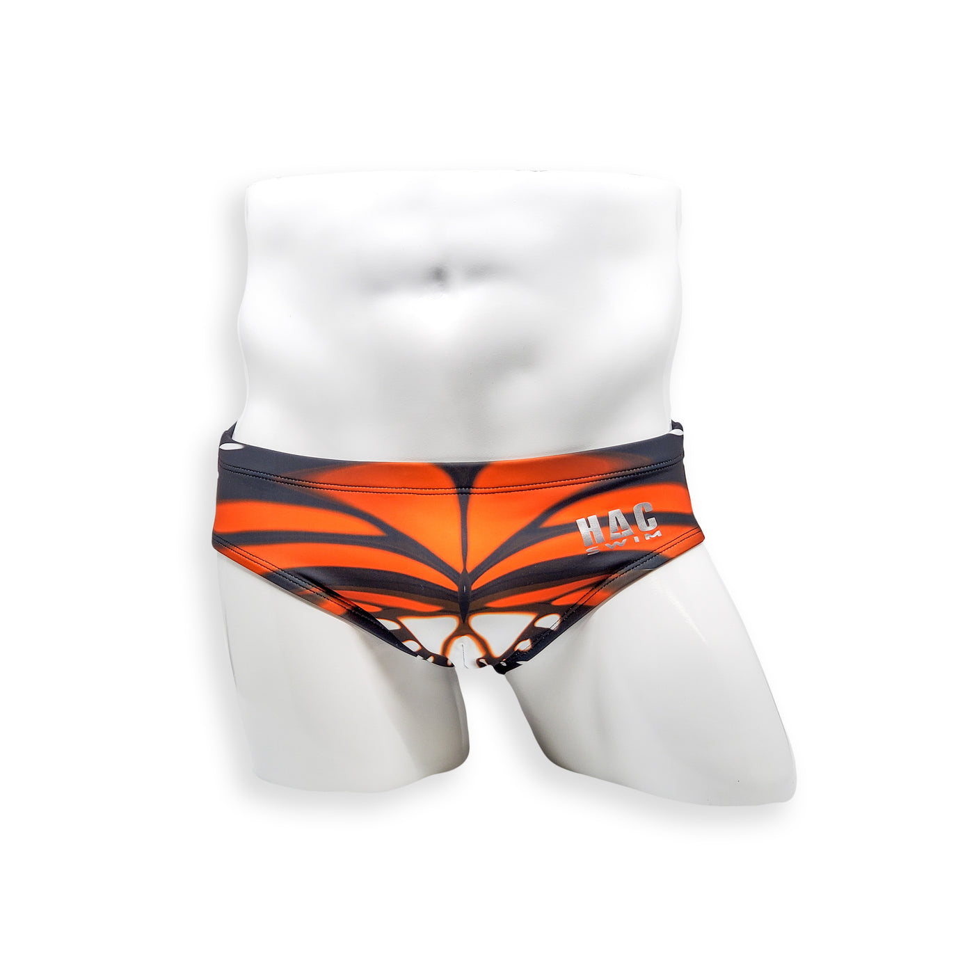 Mens Swimsuit Basic Swim Brief in Monarch Orange Print for Swimming Aesthetic Bodybuilding Posing or Mens Pole Dance