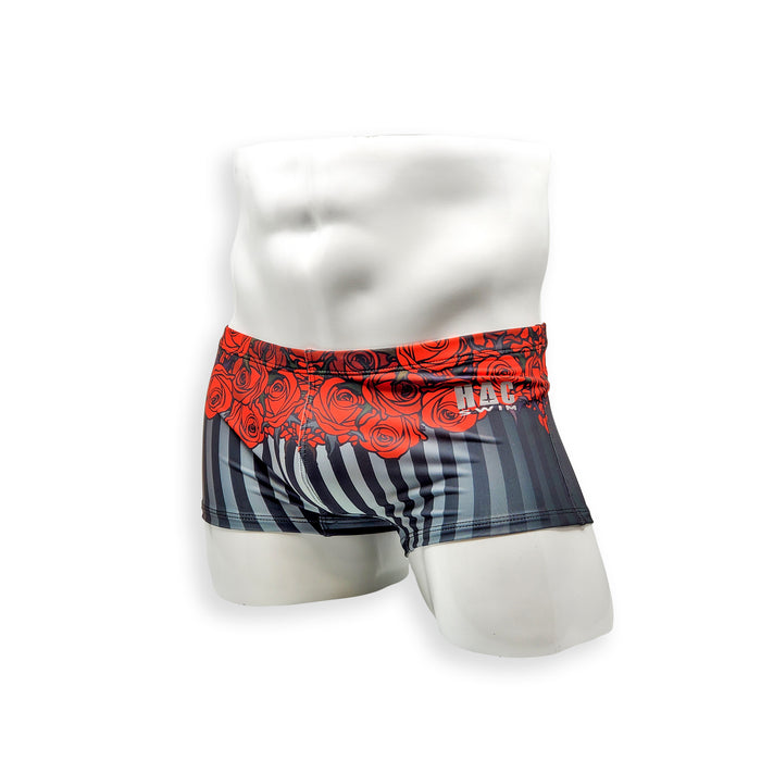 Mens Swimsuit Box Cut Swim Trunk in Night Circus Print for Swimming Aesthetic Bodybuilding Posing or Mens Pole Dance