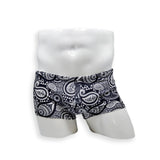 Mens Swimsuit Box Cut Swim Trunk in Paisley for Swimming Aesthetic Bodybuilding Posing or Mens Pole Dance