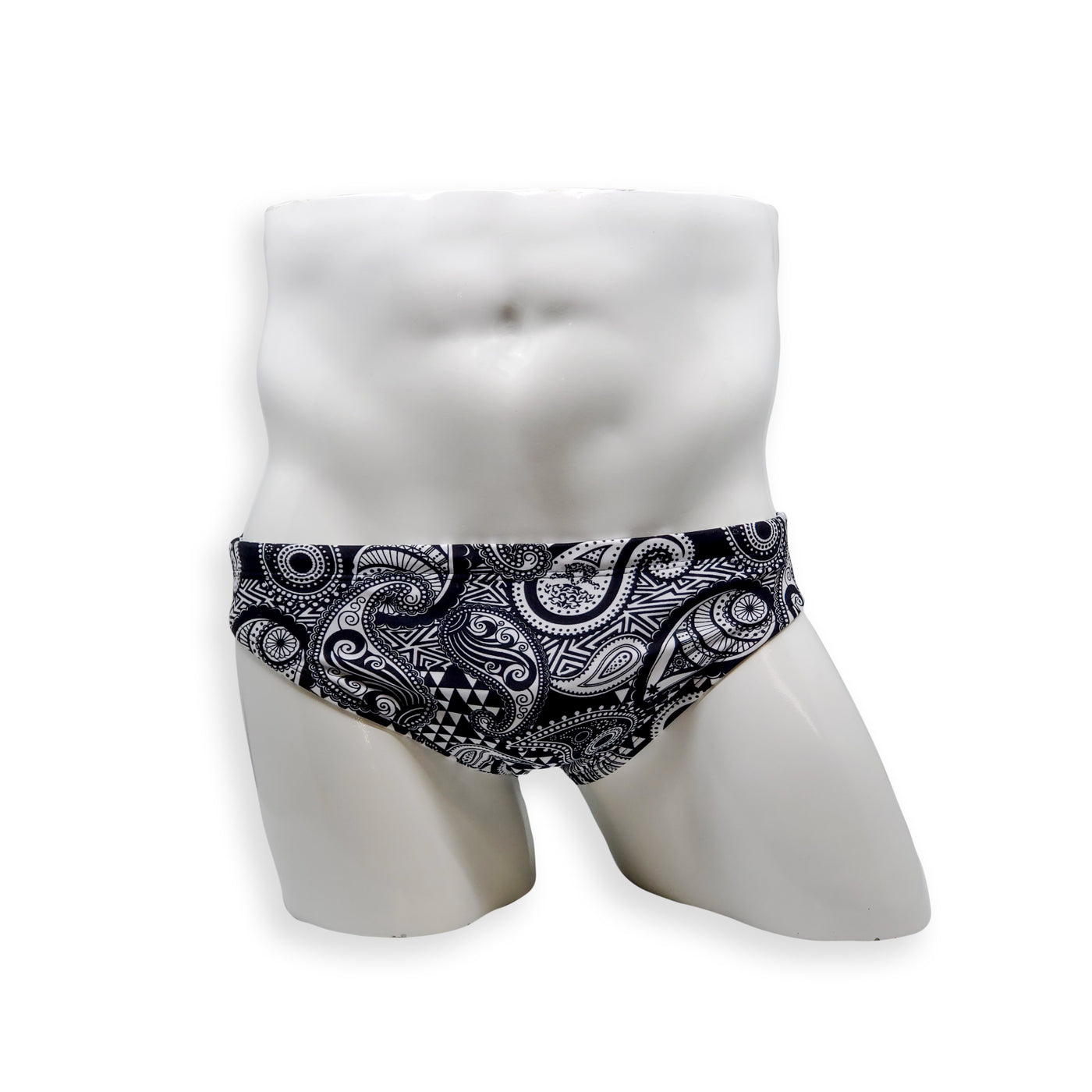 Mens Swimsuit 2 Inch Side Swim Brief in Paisley Print for Swimming Aesthetic Bodybuilding Posing or Mens Pole Dance