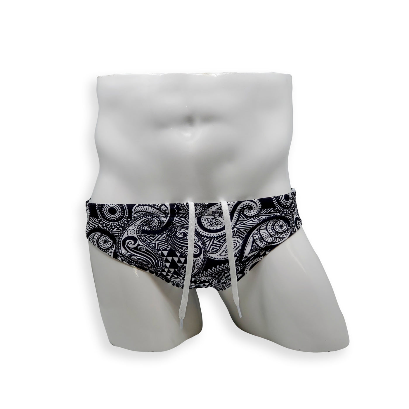Mens Swimsuit 2 Inch Side Swim Brief in Paisley Print for Swimming Aesthetic Bodybuilding Posing or Mens Pole Dance