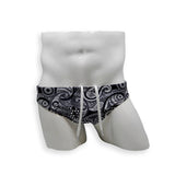 Mens Swimsuit 2 Inch Side Swim Brief in Paisley Print for Swimming Aesthetic Bodybuilding Posing or Mens Pole Dance