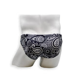 Mens Swimsuit 2 Inch Side Swim Brief in Paisley Print for Swimming Aesthetic Bodybuilding Posing or Mens Pole Dance