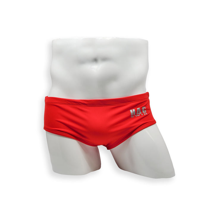 Mens Swimsuit Vintage Cut Swim Brief in Red for Swimming Aesthetic Bodybuilding Posing or Mens Pole Dance