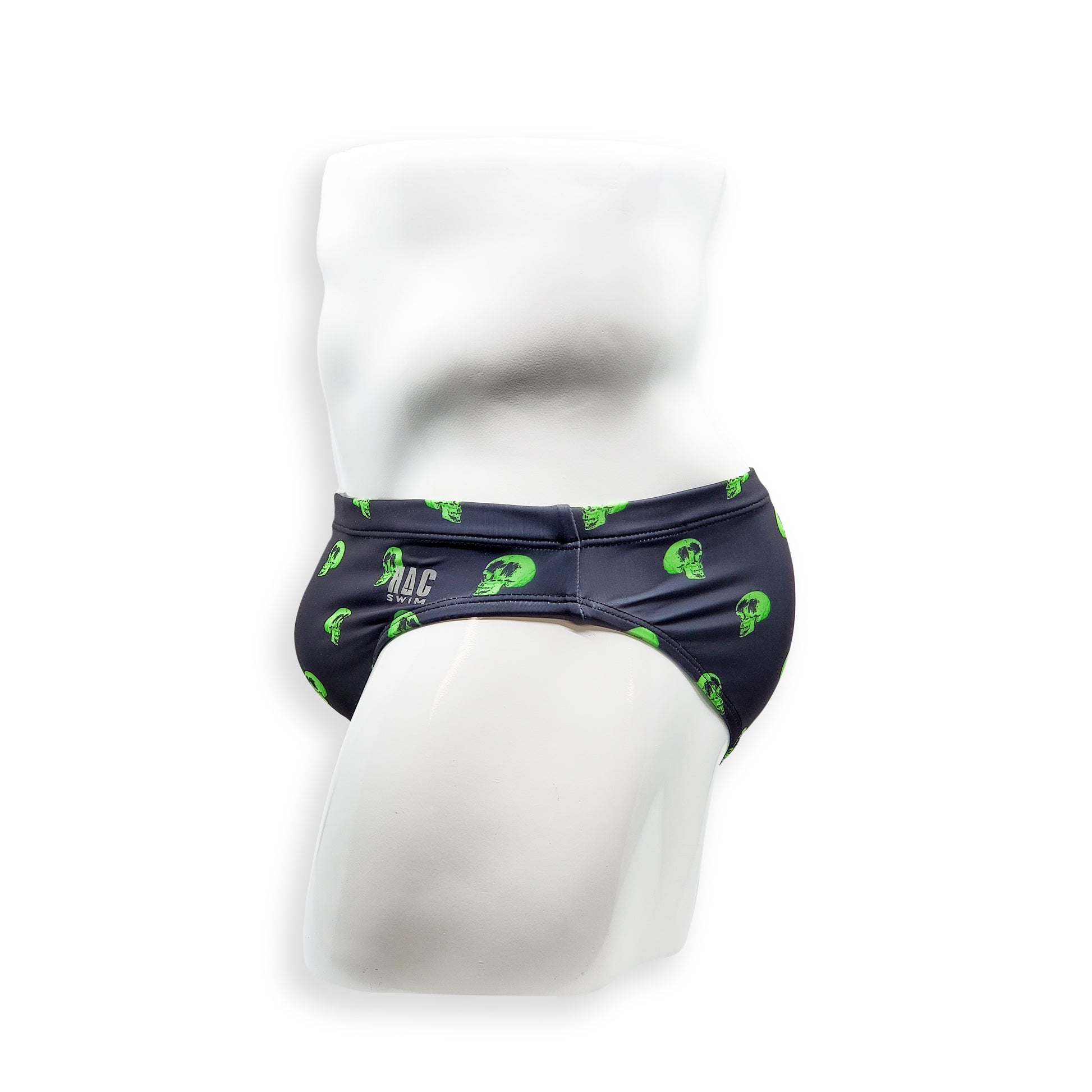 Mens Swimsuit 2 Inch Side Swim Brief in Skull Print for Swimming Aesthetic Bodybuilding Posing or Mens Pole Dance