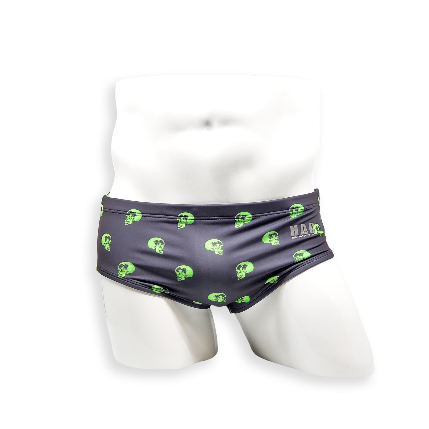 Mens Swimsuit Vintage Cut Swim Brief in Skull Print for Swimming Aesthetic Bodybuilding Posing or Mens Pole Dance