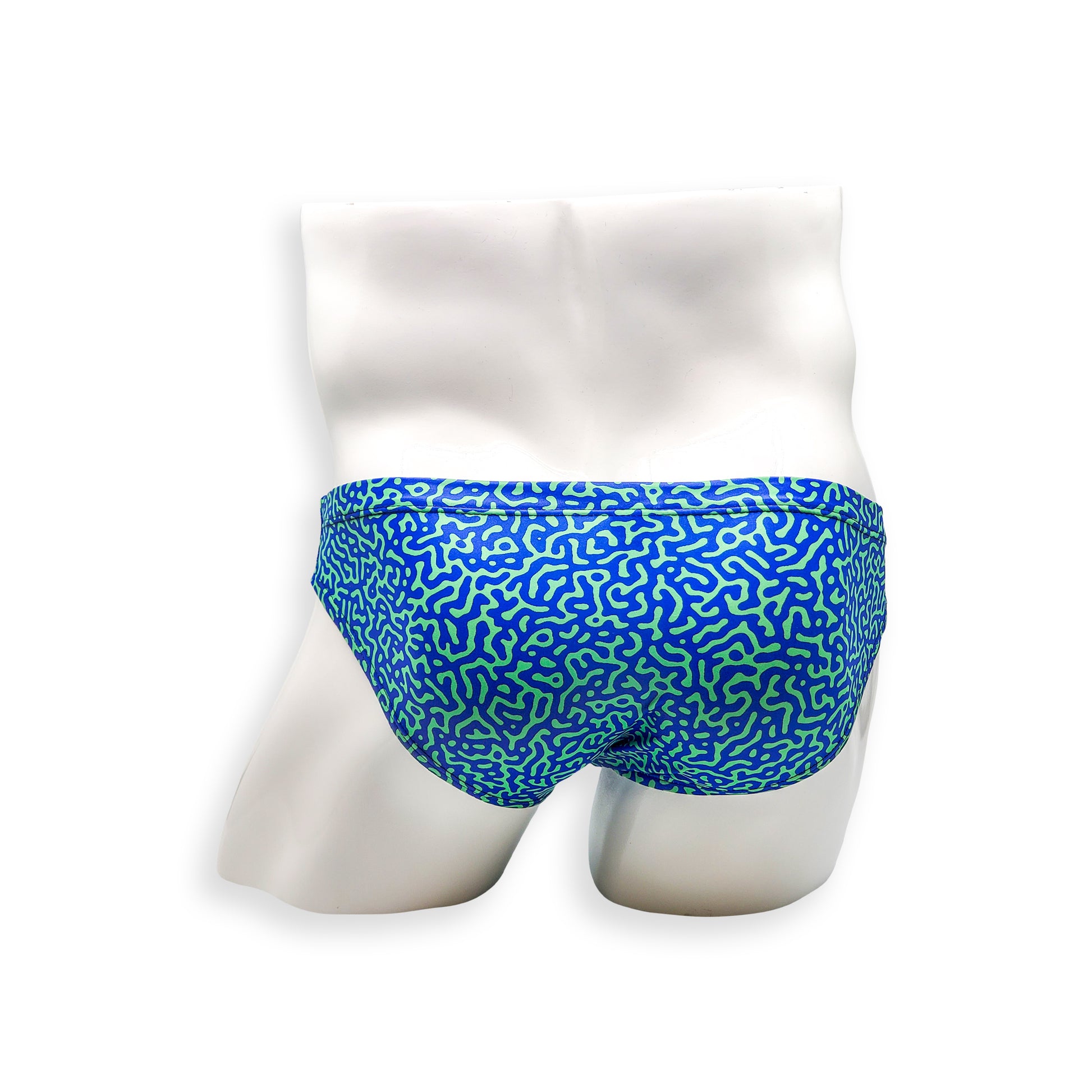 Mens Swimsuit 2 Inch Side Swim Brief in Tahquitz Canyon Blue Print for Swimming Aesthetic Bodybuilding Posing or Mens Pole Dance
